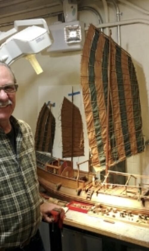 Image of Andy Lyons in his ship building workshop